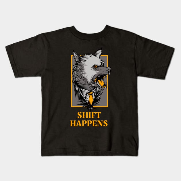 Shift Happens Wolf In a Suit Design Kids T-Shirt by Figmenter